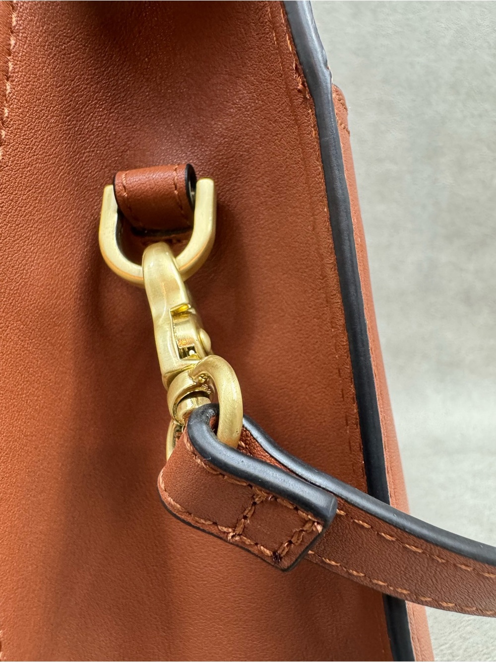 Spartina 449 Brown Leather Top-Handle Satchel with Gold Hardware - Picture 7 of 13